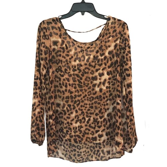 Charming Charlie Cheetah Print Long Sleeve Blouse - Picture 1 of 5